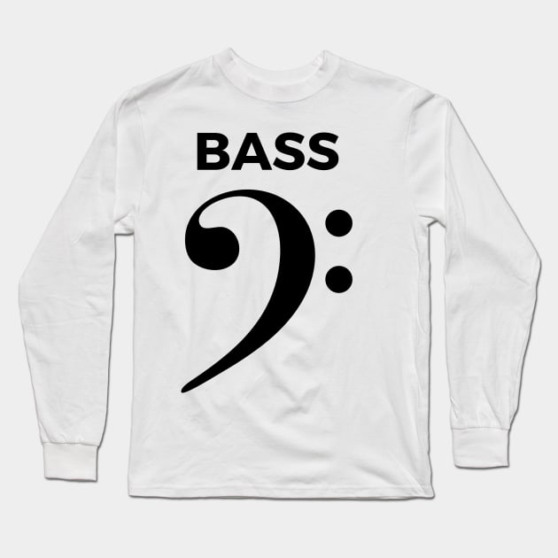 Bass Clef - Funny Music Puns Text On Top Long Sleeve T-Shirt by Double E Design